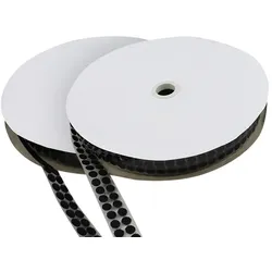 Klettpunkte auf Rolle, 10 mm | schwarz | Set - Haken & Flausch, Nylon, Polyester