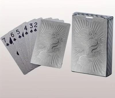 Inspired Finds Luxury Waterproof Playing Cards Sleek Black Poker Deck For Magic, Parties & Game Nights silver Dragon