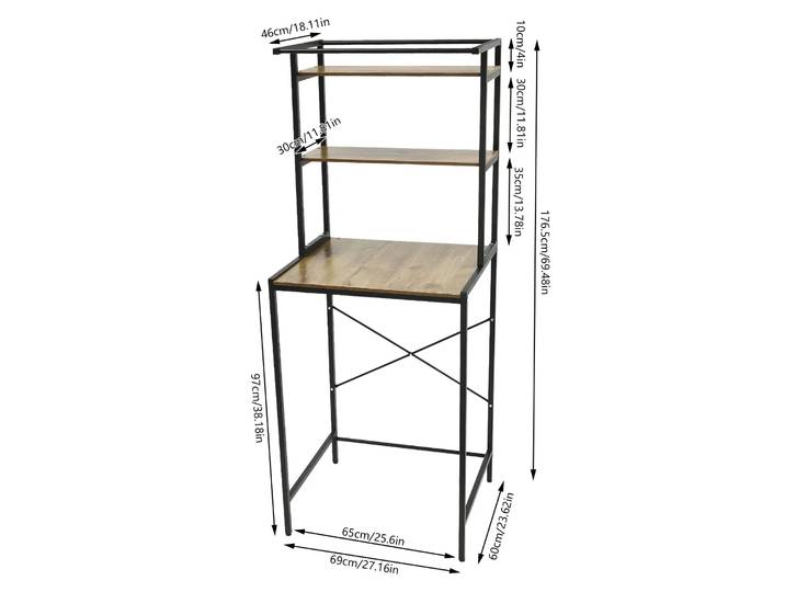 Superstructure pour machine à laver, étagère pour machine à laver, 69 x 60 x 1766,5 cm, étagère de salle de bain avec 3 étagères, noir