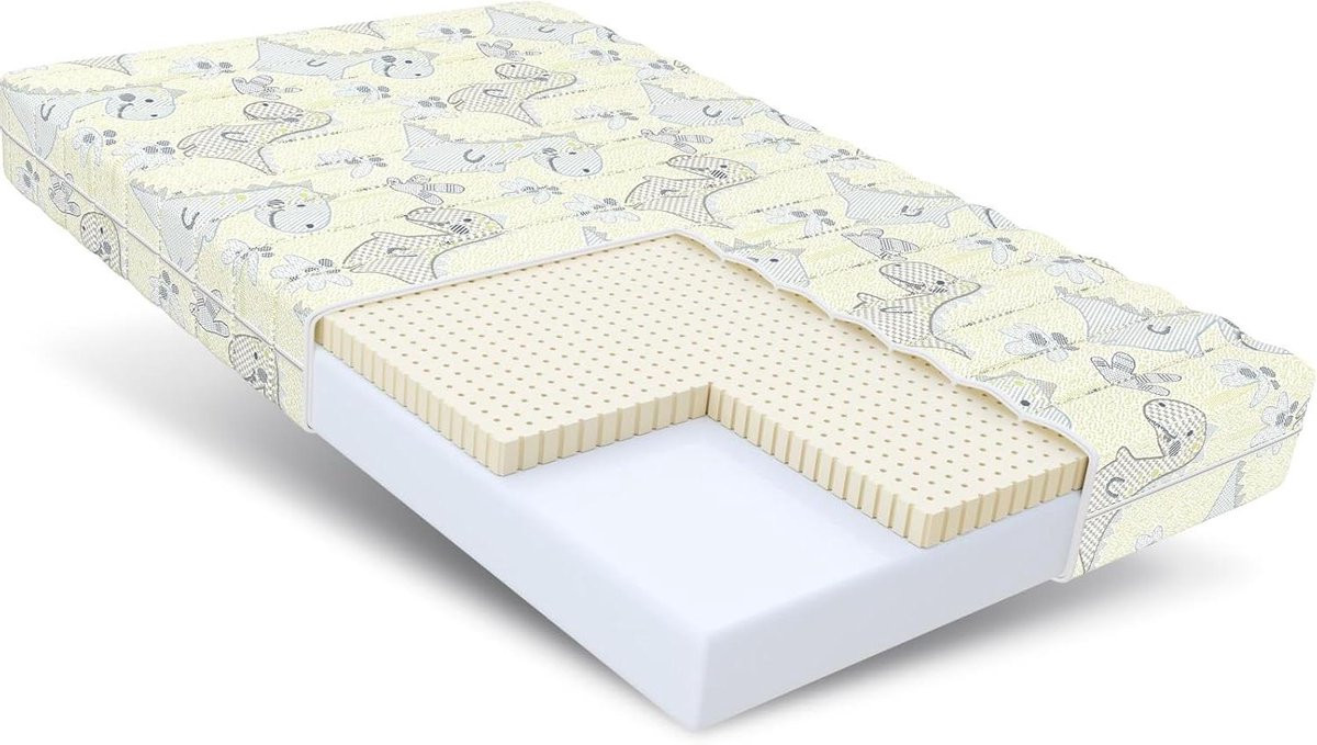 Kindermatras Dino - Dubbelzijdig Hybrid Schuimmatras - 90 x 190 cm