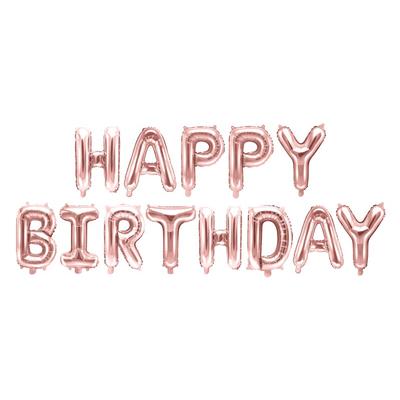 Folienballon Schriftzug Happy Birthday roségold
