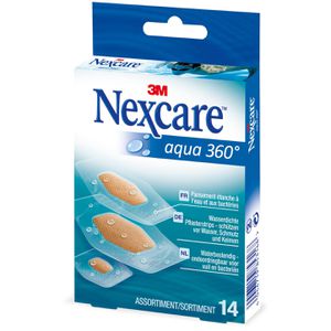 Nexcare Pflaster 3M aqua 360°, 14 Strips, wasserfest, sensitiv, 3 Größen