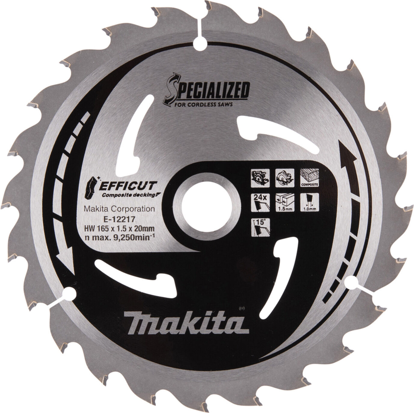 Makita Sägeblatt 165x1,5x20, 24Z EFFICUT WPC/Holz (E-12217)