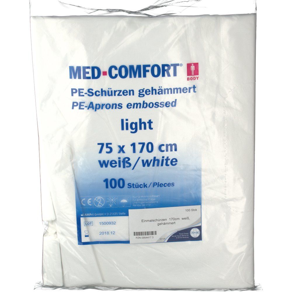 Einmal Schürzen PE 170 cm weiß 100 St Schutzhüllen