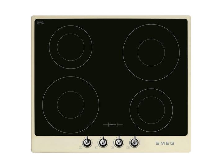 Smeg Induktionskochfeld Victoria, Creme, Metall, Glas, 59.6x60x51 cm, Made in Italy, Kindersicherung, Restwärmeanzeige je Kochzone, Topferkennung, Wischschutzfunktion, Küchen, Küchenelektrogeräte, Kochfelder, Induktionskochfelder