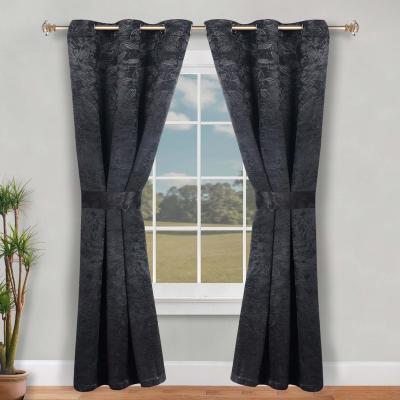 Superior Leaves Botanical Room Darkening Grommet Curtain Panels with Tie Backs Set of 2