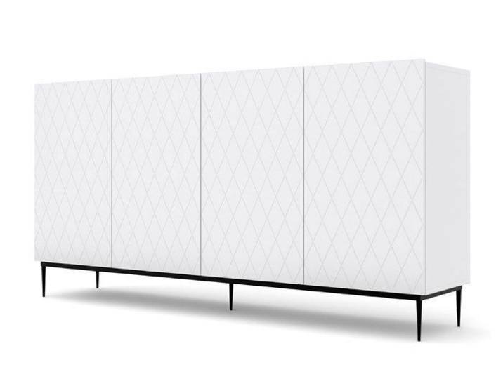Buffet DIUNA 4D commode 193 cm blanc mat façades décorées sur le cadre