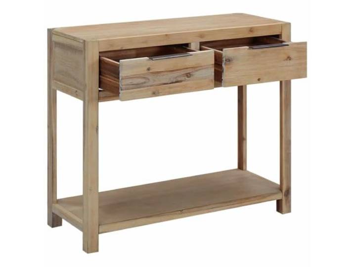 GPUTYGHN Konsolentisch 82x33x73 cm Akazie Massivholz Flurtisch mit 2 Schubladen, Ablage, stabile Tischplatte, MDF, Akazienholz-Furnier, zum Zusammenbauen