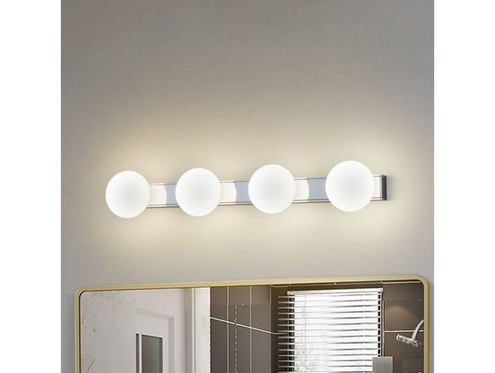 Wandleuchte Myrra Lucande, chrom / silber, für Badezimmer, Aluminium, Modern