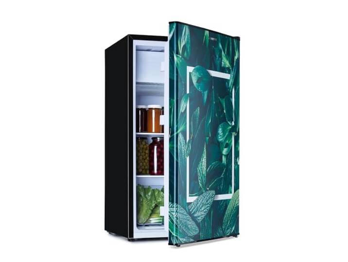 Klarstein CoolArt Kühl-Gefrier-Kombination - Kühlschrank mit 2 Kühl-Ebenen, Design-Front, Thermostat mit 5 Stufen, 0 bis 10 °C, Fassungsvermögen: 79 Liter, Motiv: Wald