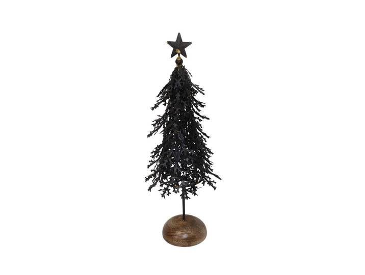 Weihnachtsfigur CHALET CHALET Tannenbaum Stern/Tannenbaum , schwarz, B:17,5cm H:38,5cm, Holz, Metall, Dekofiguren, Weihnachtsfigur