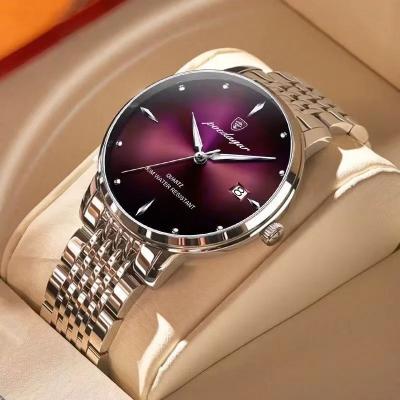Inspire Select POEDAGAR Smart Casual Waterproof Stainless Steel Men's Quartz Watch purple
