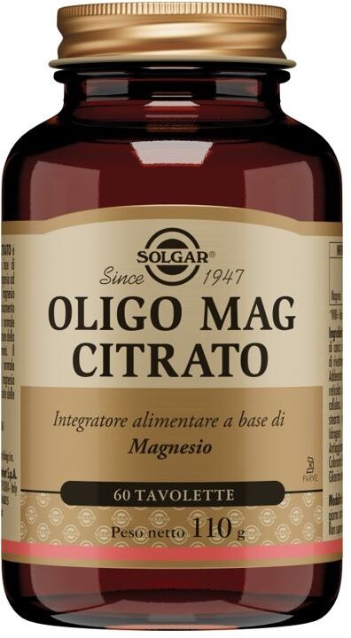 SOLGAR IT. MULTINUTRIENT SpA Solgar - Oligo Mag Citrato 60 Tavolette - Integratore di Magnesio per il Benessere Muscolare e Nervoso