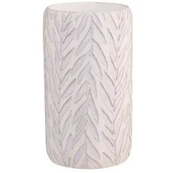 Chic Antique Vase aus Zement mit Blattmuster, H22/D12,5 cm, franz. grau