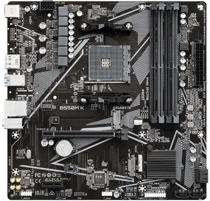 GIGABYTE B550M K DDR4 Micro ATX AM4 Motherboard