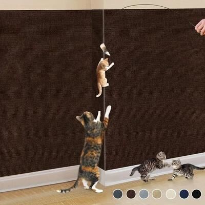 Uplift Essentials Custom Fit Self Adhesive Cat Scratching Mat brown 19.69 X 118.11 In