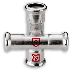 C-Stahl Pressfitting M Kontur Kreuzstück (Ausführung: 35 - 22 - 35 - 22 mm)