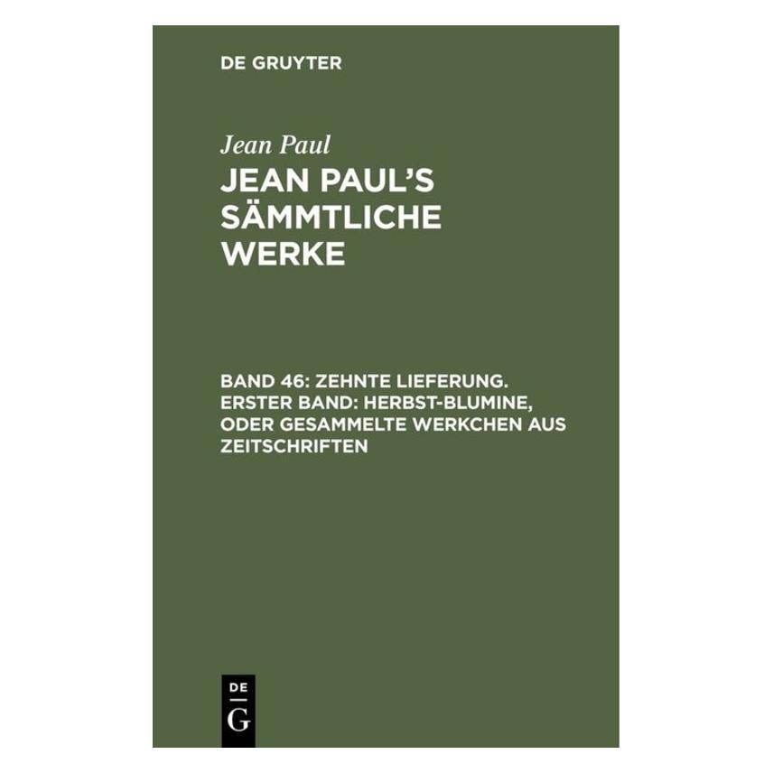 De Gruyter Paul:Jean Paul: Jean Pauls Sämmtliche (Deutsch, Hardcover, Jean Paul) (67768859)