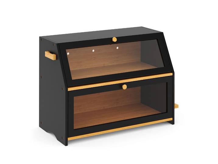 Brotkasten Bambus 50 x 25 x 37 cm schwarz natur