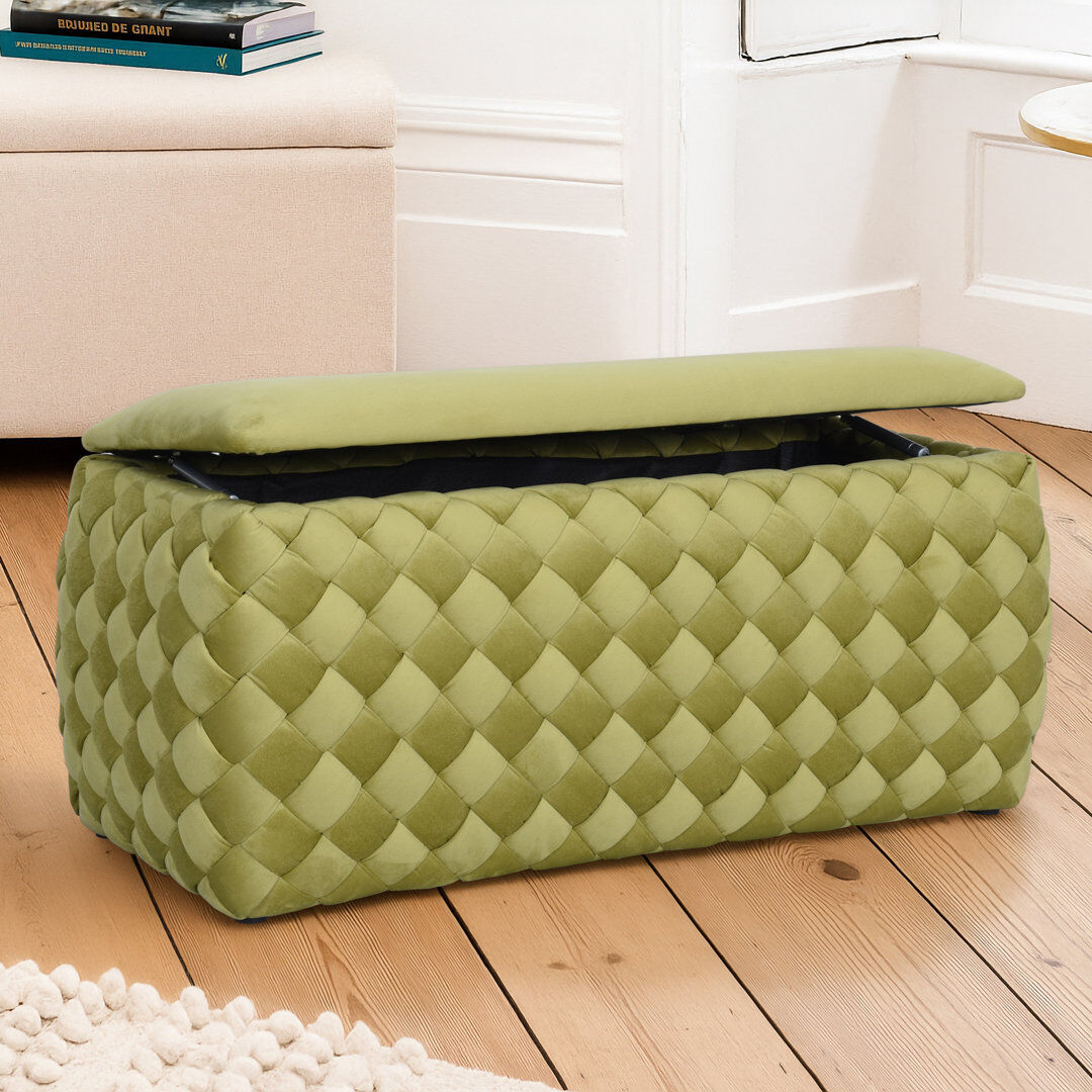 Fairmont Park 97 cm W Velvet Rectangle Ottoman with Storage Grass 45cm H X 97cm W X 43cm D