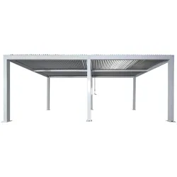 Proregal Carport | HxBxT 220x583x301 cm | 11cm-Aluminium-Gestell | Regenrinne sturmfest | 3x6m | Weiß | Autoüberdachung Garage Unterstand