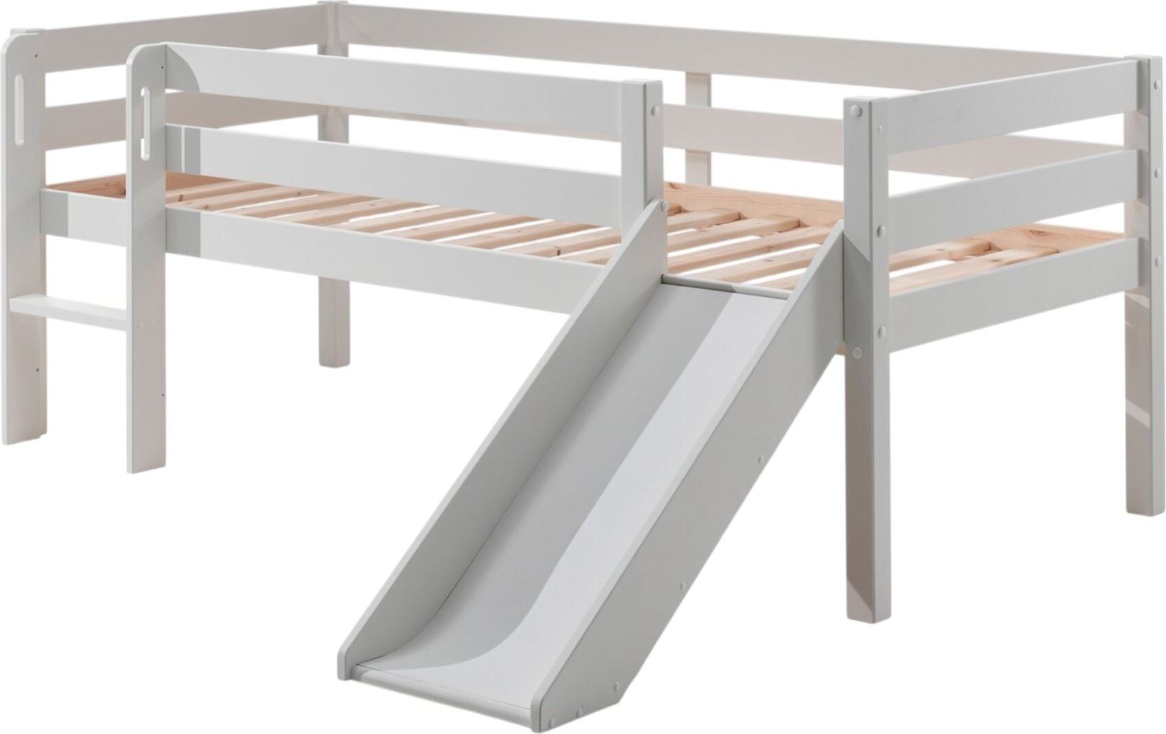 Kojenbett mit Rutsche Karolina 208x175x83 Massivholz Weiß
