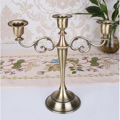 Inspire Daily Merch Metal Candlestick Holder Retro 3 Arm Candelabra Wedding Home Decor bronze