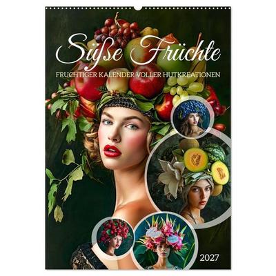 Süße Früchte - Fruchtiger Kalender voller Hutkreationen (Wandkalender 2027 DIN A2 hoch), CALVENDO Monatskalender