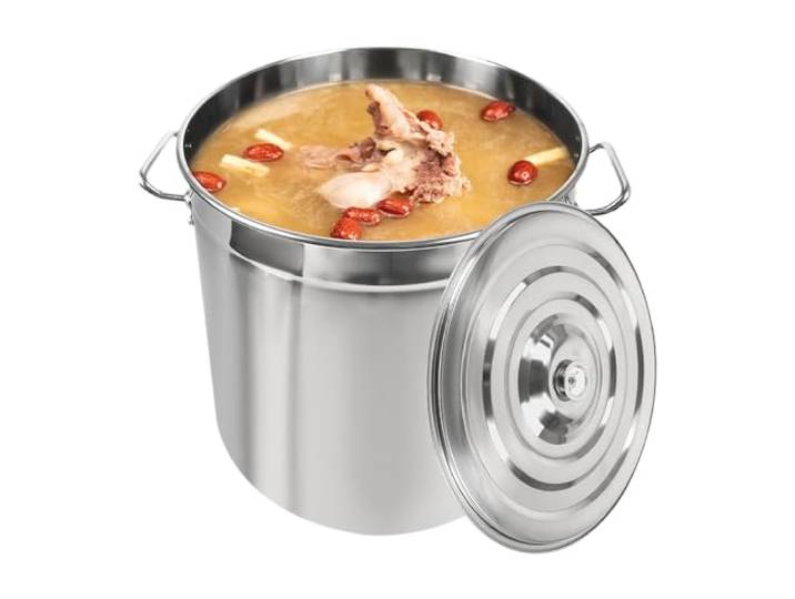 Edelstahl Kochtopf mit Deckel, 35L/50L/70L Großer Suppentopf Induktion, Gastronomie Topf für Restaurant, Haushalt, Suppe, Einkochen, Gas Elektroherd, Spülmaschinengeeignet, Rostfrei, Robust (50L)