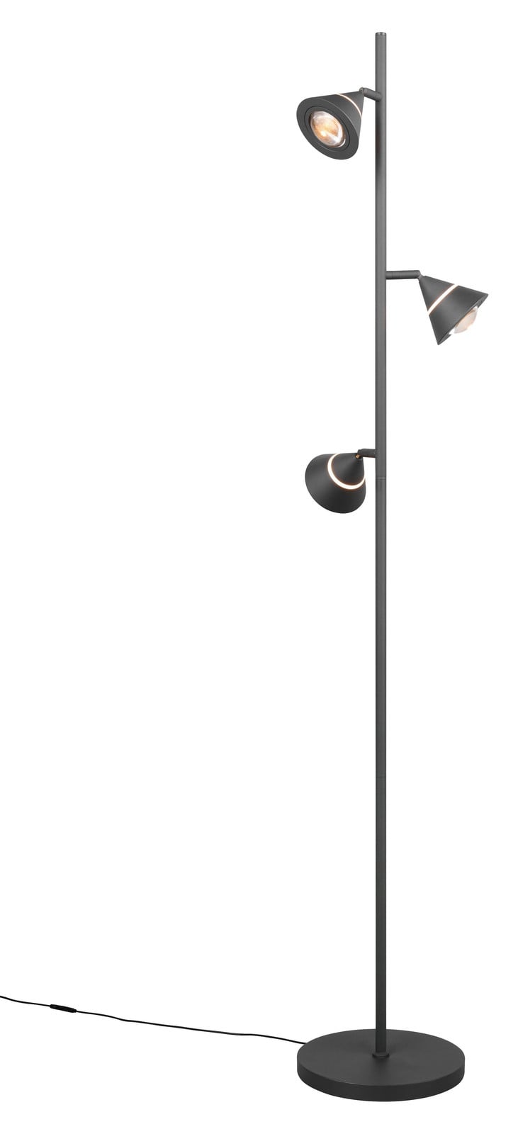 Trio Vloerlamp Romeo zwart modern metaal H: 150 cm