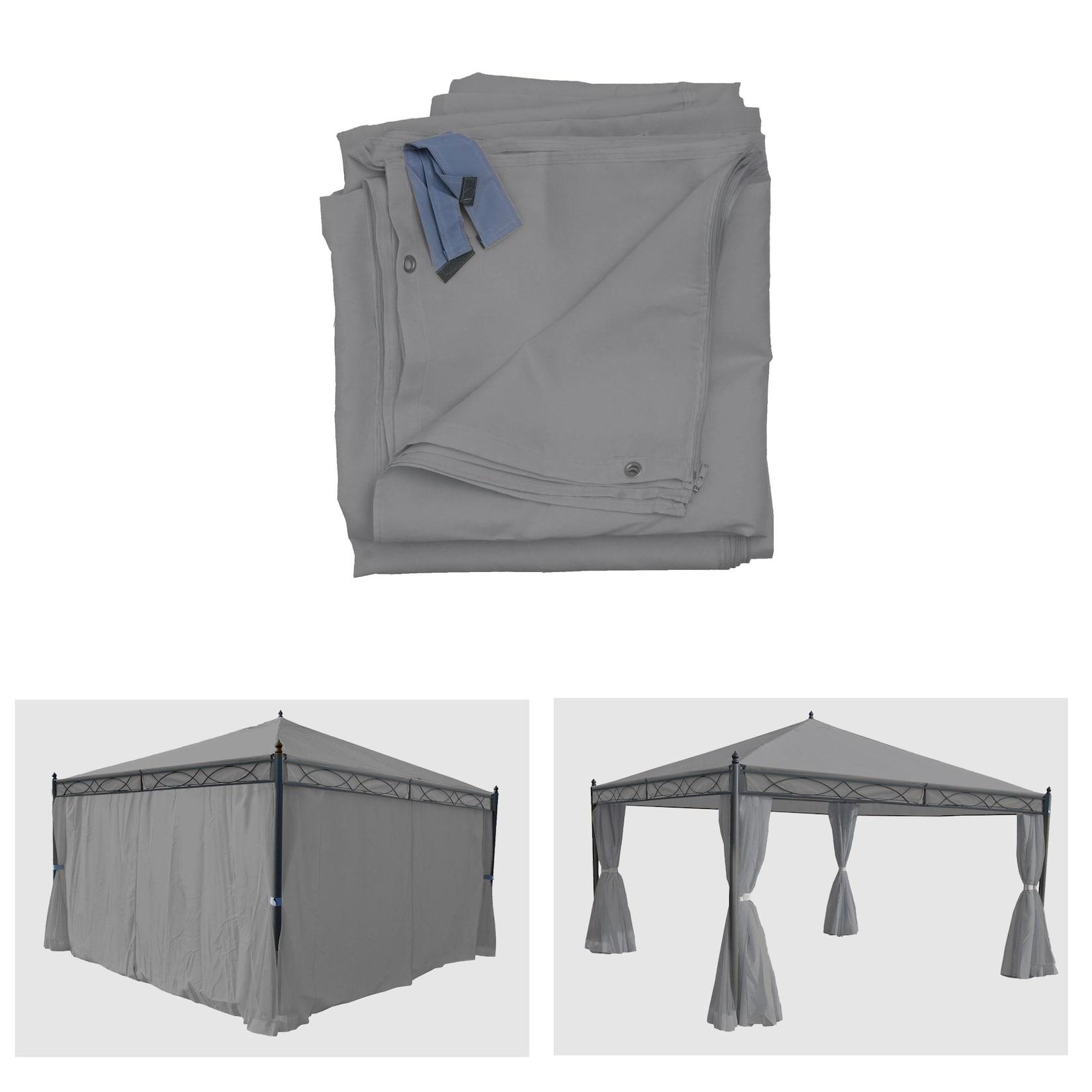 4er-Set Seitenwand für Pergola Calpe, Ersatzseitenwand Pavillon 4x4m, Polyester ~ hellgrau