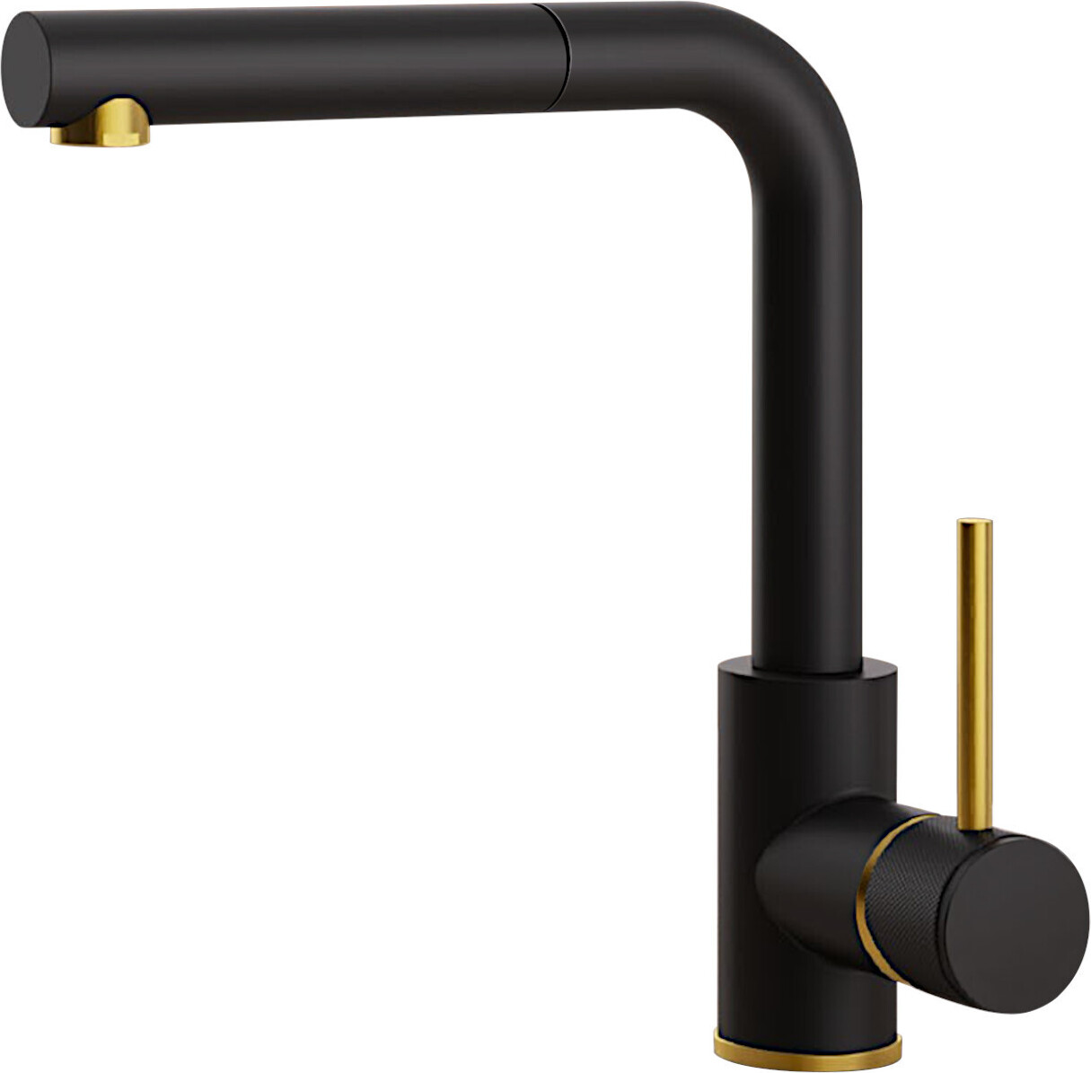 AquaCucina SF1 TEC Armatur 50004-SG in SCHWARZ GOLD mit herausziehbarem Auslauf / Küchenarmatur / Einhebelmischer
