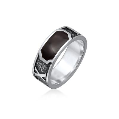 Silberring KUZZOI "Ring Siegelring Römische Zahlenfolge Emaille 925 Silber" Gr. 64, silber, Fingerringe, Herren, 64, Silber 925 (Sterlingsilber), Silberring