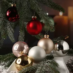 MARELIDA Christbaumkugel Weihnachtskugel Glas D.6cm glänzend matt rosa 20er Set