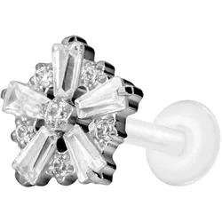 PTFE Labret mit Innengewinde + Titan-Aufsatz SCHNEEFLOCKE