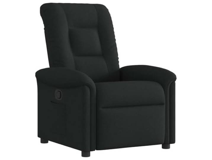 KDVXBCQJH Relaxsessel Schwarz Stoff Manuell TV Sessel Liegefunktion Bequemer Fernsehsessel mit verstellbarer Rückenlehne und praktischer Seitentasche für Ihr Wohnzimmer.