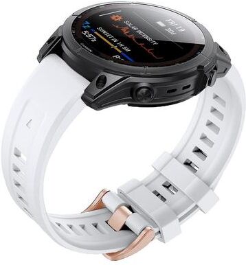 Everyday Crate Garmin Fenix 7S Silicone Watch Band With Rose Gold Buckle Soft Replacement Wrist Strap white