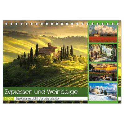 Zypressen und Weinberge (Tischkalender 2027 DIN A5 quer), CALVENDO Monatskalender