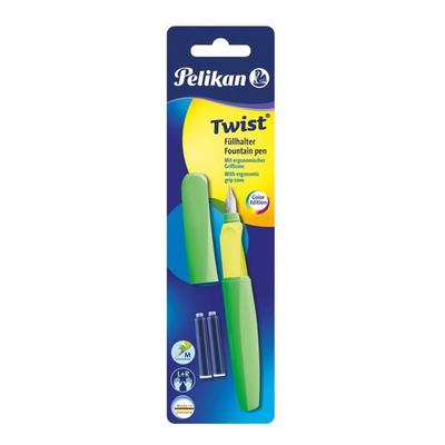 Pelikan Füllhalter Twist, Neon Grün, Feder M, universell für Rechts- und Linkshänder
