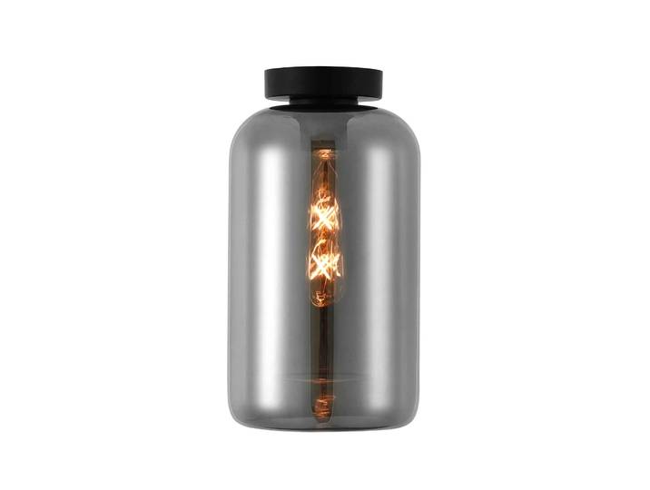 Artdelight Plafondlamp Botany Ø 18 cm rook glas zwart