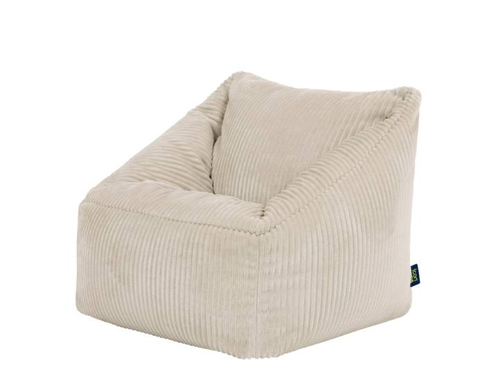 Icon Pouf fauteuil enfant en velours côtelé Oeko-Tex® - NATALIA Beige Galet