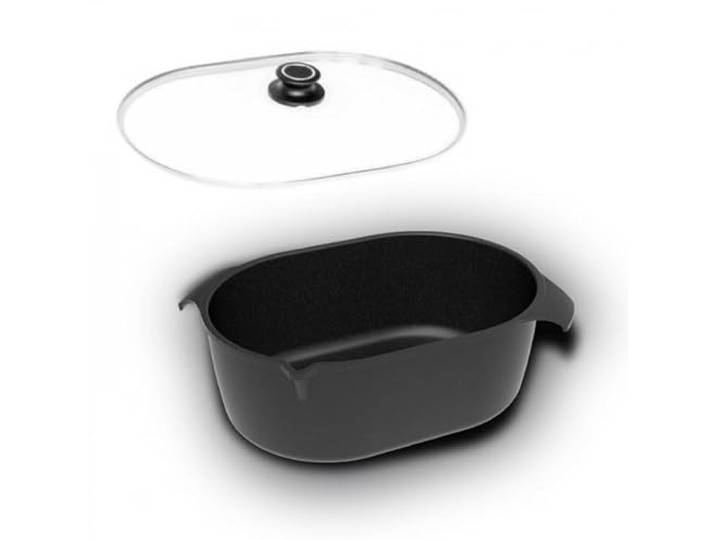 AMT Gastroguss 2er-Set Bräter, bestehend aus Bräter & Glasdeckel, 42 x 28 cm, nicht induktionsgeeignet, Lotan® Antihaft-Veredelung, Gusspfanne (Aluguss), AMZN-4228-2er-Set