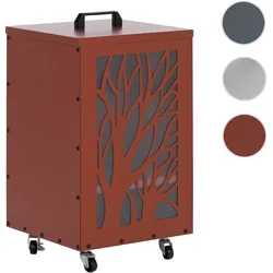Pelletbehälter HWC-Q30 Bäume, Pelletbox Aufbewahrungsbox für z.B. Tierfutter, Rollen Füße 64x36x36cm ~ kupferfarben