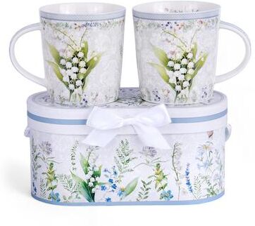STP Goods Lily of the Valley Bone China Tea/Coffee Mug in Gift Box Set of 2