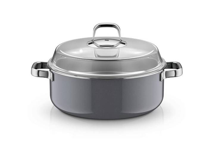 WMF Schmortopf Fusiontec® Mineral Pro 'Tim Raue Edition'; Platin, Metall, 5,9 L, rund, Made in Europe, backofengeeignet, Kochen, Töpfe, Schmortöpfe