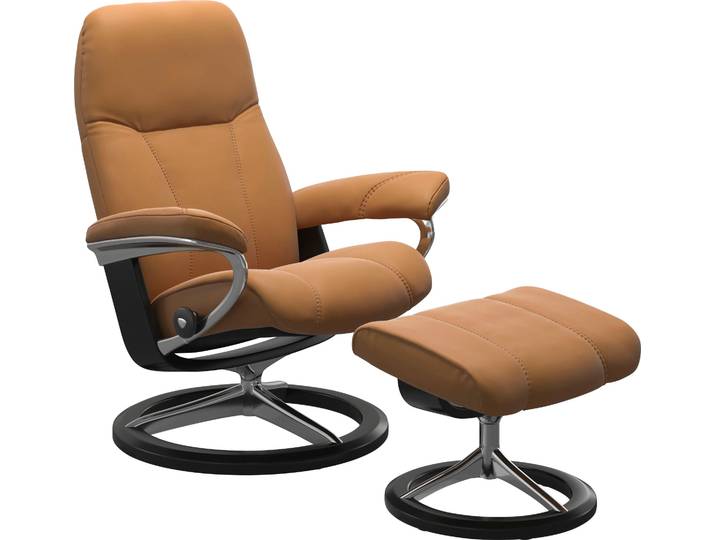 Fußhocker STRESSLESS Consul , braun (new caramel), B:54cm H:41cm T:39cm, Hocker, Fußhocker, mit Signature Base, Gestell Schwarz
