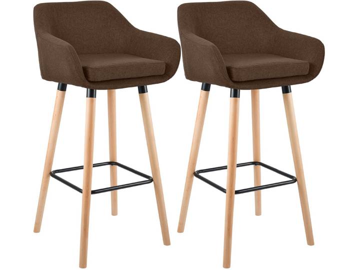 CLP Barhocker Grant (Set, 2er), Stoffbezug, Buchenholzgestell