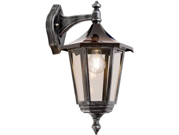 Wandlampe aussen Hermine schwarz/silber Siluminguss B 30 cm