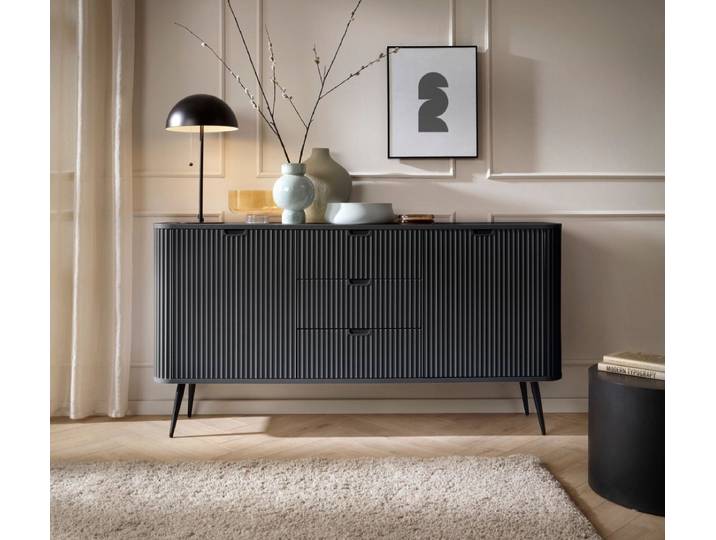Designer Kommode Zelo - Schwarz - Schwarz - Luxusbetten24