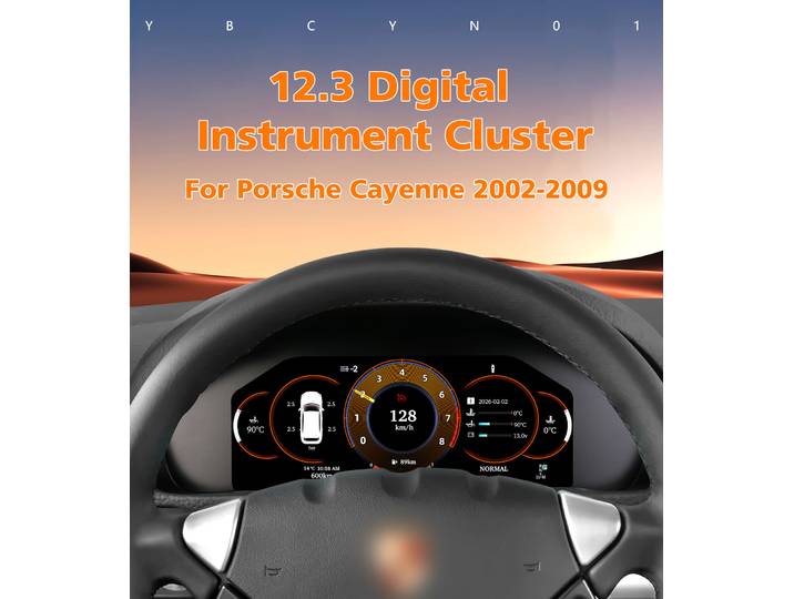 Tableau de bord numérique Hizpo pour Porsche Cayenne 2002-2009, Android Auto, Carplay, affichage numérique du combiné d'instruments, compteur de vitesse